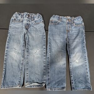 Lot of 2 (TWO) The Children's Place Toddler Boy Straight Leg Denim Jeans Size 3T